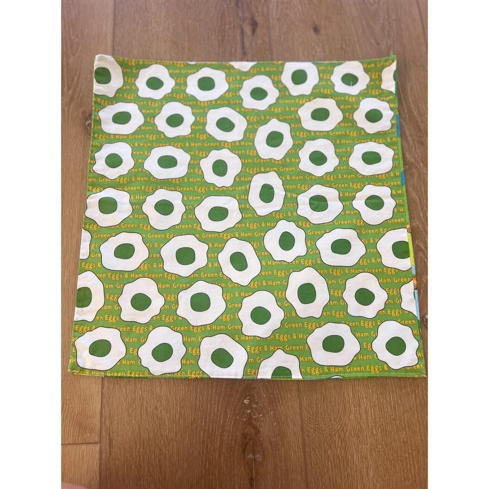 Dr Seuss Cotton Fabric Placemat Napkin Square Green Eggs Ham Lorax Set of‎ 6 90s